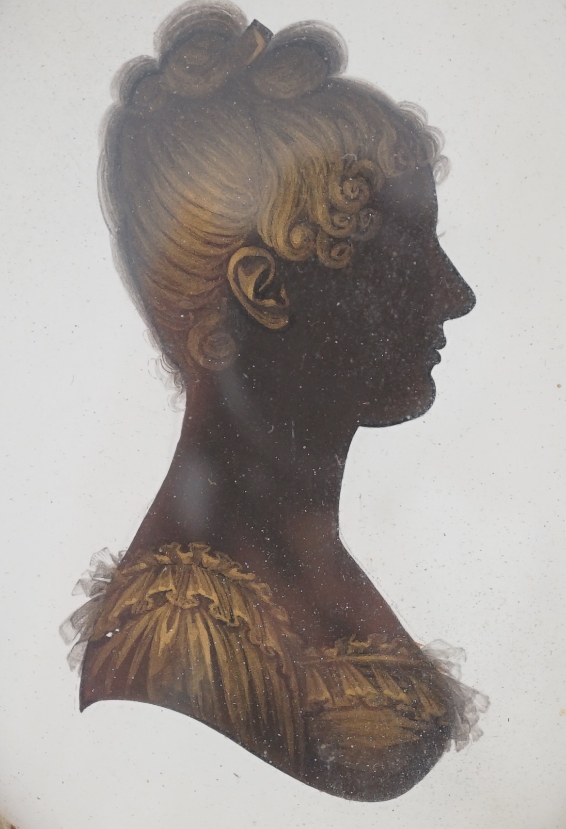John Miers (1756-1821), Silhouettes of a lady and gentleman, painted and bronzed plaster (2), 8.1 x 6.3cm.
